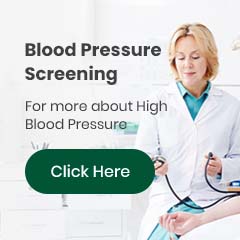 An image showing a doctor checking her patient's blood pressure, text reading: Blood Pressure Screening.